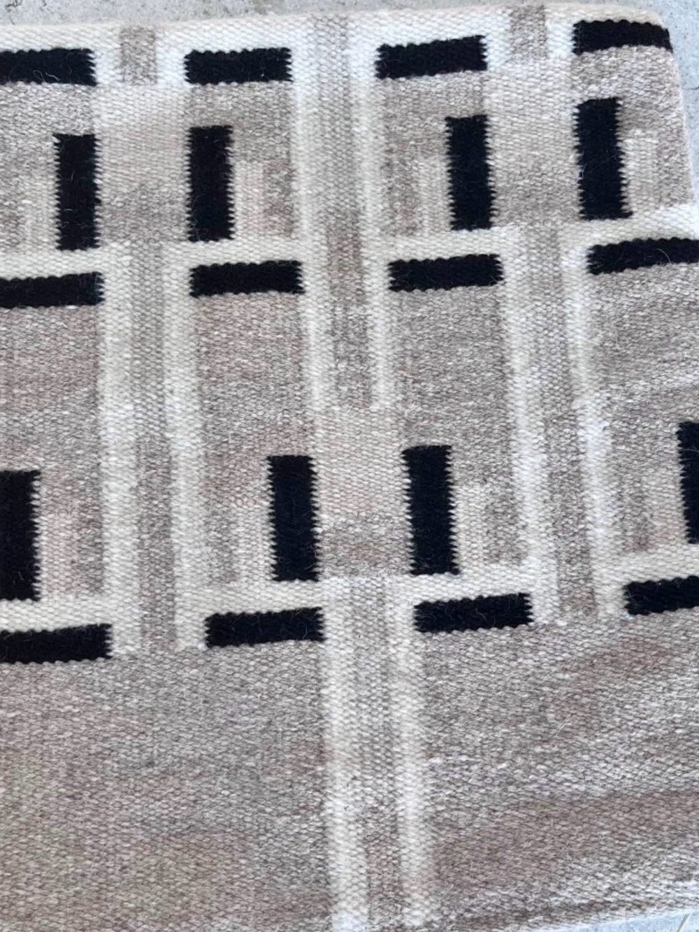 CB2 Neutral Woven Geometric Throw Pillow Covers Black & Beige Set of 2